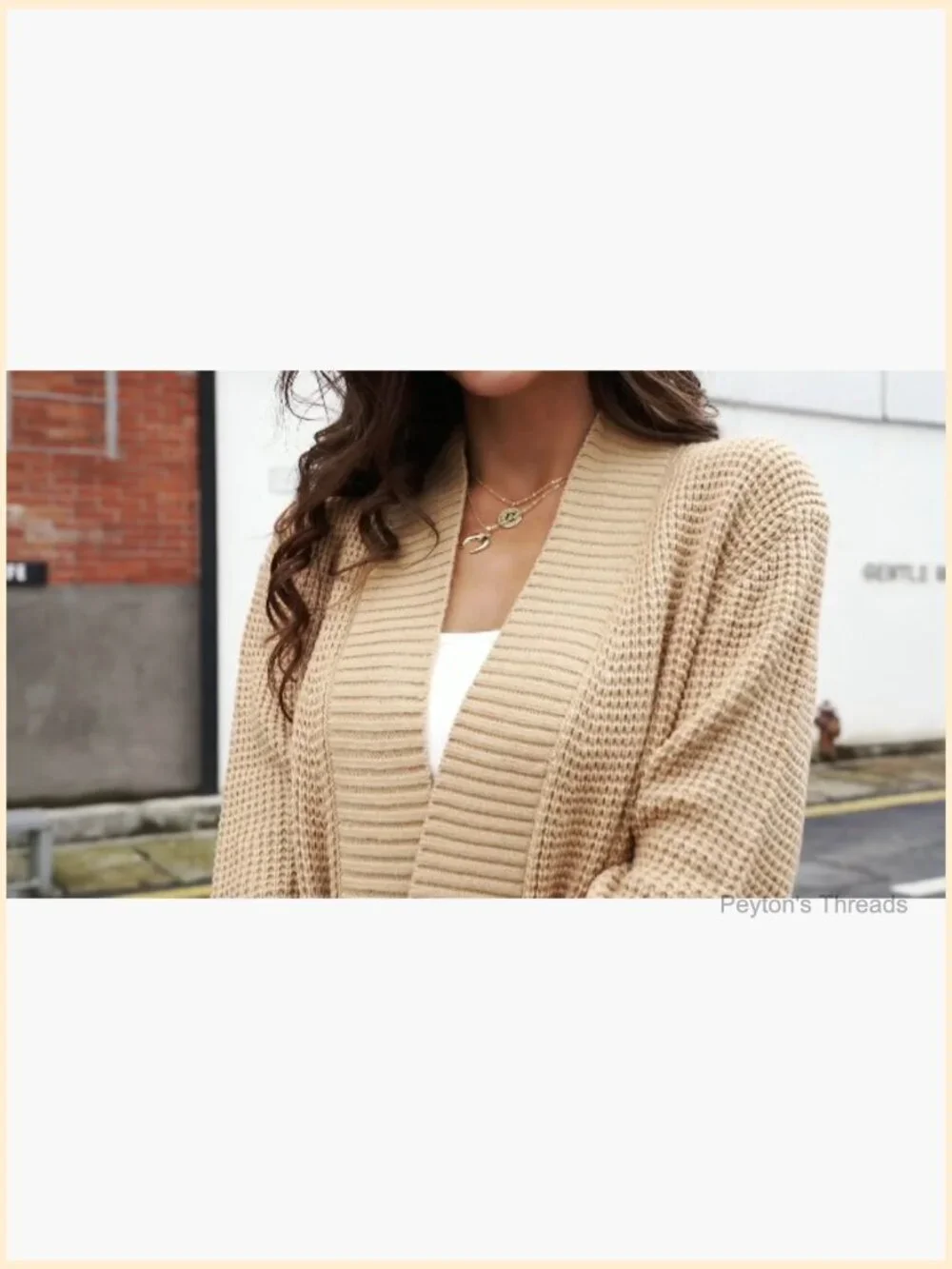 Lightweight Acrylic Nylon Waffle Knit Cardigan with Pockets